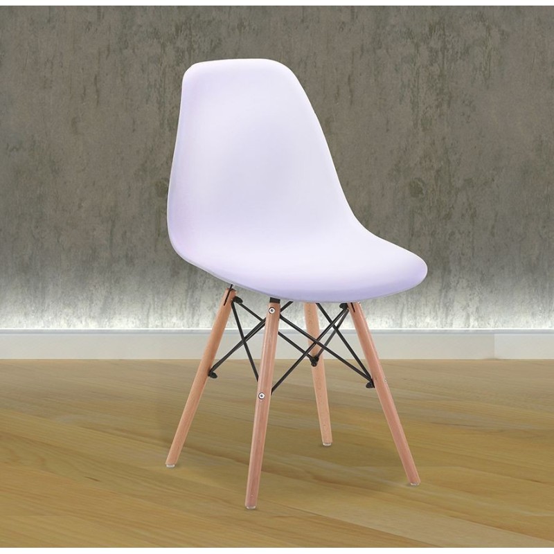 Pack 4 Sillas de Comedor, Sillas Cocinas, Acabado en Blanco y Madera, Medidas: 45 cm (Ancho) x 53 cm (Largo) x 83 cm (Alto)