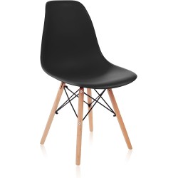 Pack 4 Sillas de Comedor, Sillas Cocinas, Acabado en Negro y Madera, Medidas: 45 cm (Ancho) x 53 cm (Largo) x 83 cm (Alto)