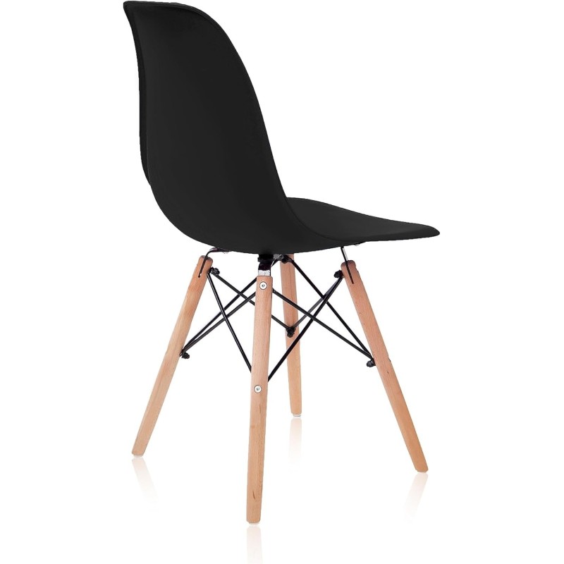 Pack 4 Sillas de Comedor, Sillas Cocinas, Acabado en Negro y Madera, Medidas: 45 cm (Ancho) x 53 cm (Largo) x 83 cm (Alto)