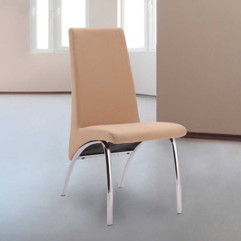 Pack 2 Sillas de Comedor, Sillas para Salón, Acabado en Tejido Beige, Medidas: 44 cm (Ancho) x 61 cm (Largo) x 95 cm (Alto)