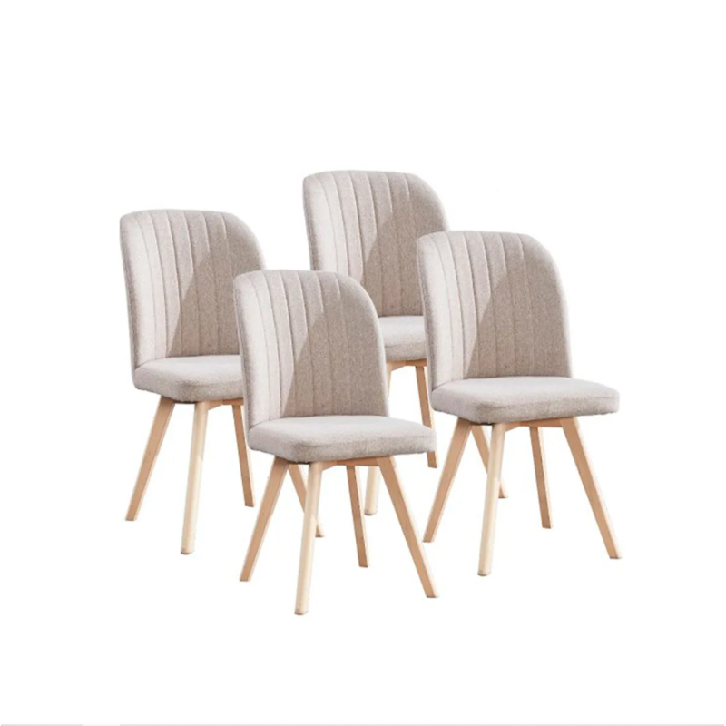 Pack 4 Sillas de Comedor Tapizada, Sillas de Salón Beig y Patas Color Haya, Medidas: Ancho: 46 cm x Fondo: 55 cm x Alto: 92 cm