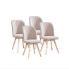 Pack 4 Sillas de Comedor Tapizada, Sillas de Salón Beig y Patas Color Haya, Medidas: Ancho: 46 cm x Fondo: 55 cm x Alto: 92 cm
