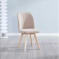 Pack 4 Sillas de Comedor Tapizada, Sillas de Salón Beig y Patas Color Haya, Medidas: Ancho: 46 cm x Fondo: 55 cm x Alto: 92 cm