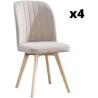 Pack 4 Sillas de Comedor Tapizada, Sillas de Salón Beig y Patas Color Haya, Medidas: Ancho: 46 cm x Fondo: 55 cm x Alto: 92 cm