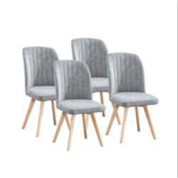 Pack 4 Sillas de Comedor, Sillas de Salón Color Gris y Patas Color Haya, Medidas: Ancho: 46 cm x Fondo: 55 cm x Alto: 92 cm