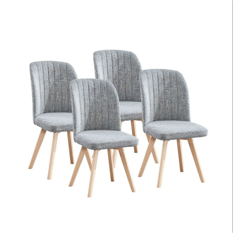 Pack 4 Sillas de Comedor, Sillas de Salón Color Gris y Patas Color Haya, Medidas: Ancho: 46 cm x Fondo: 55 cm x Alto: 92 cm