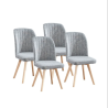 Pack 4 Sillas de Comedor, Sillas de Salón Color Gris y Patas Color Haya, Medidas: Ancho: 46 cm x Fondo: 55 cm x Alto: 92 cm