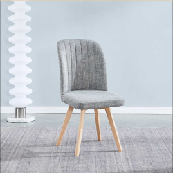 Pack 4 Sillas de Comedor, Sillas de Salón Color Gris y Patas Color Haya, Medidas: Ancho: 46 cm x Fondo: 55 cm x Alto: 92 cm