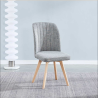 Pack 4 Sillas de Comedor, Sillas de Salón Color Gris y Patas Color Haya, Medidas: Ancho: 46 cm x Fondo: 55 cm x Alto: 92 cm