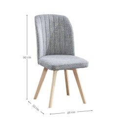 Pack 4 Sillas de Comedor, Sillas de Salón Color Gris y Patas Color Haya, Medidas: Ancho: 46 cm x Fondo: 55 cm x Alto: 92 cm