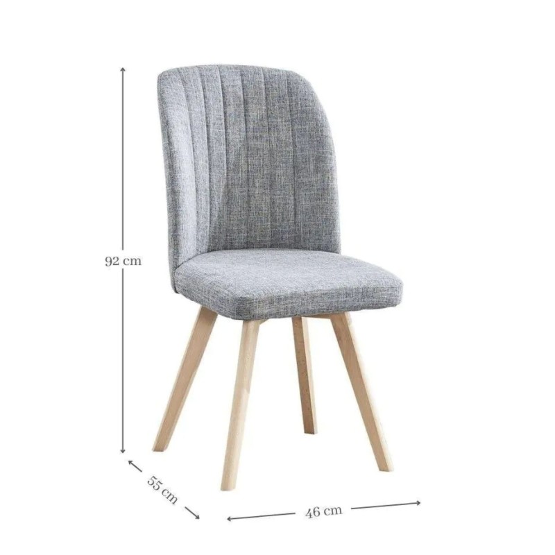Pack 4 Sillas de Comedor, Sillas de Salón Color Gris y Patas Color Haya, Medidas: Ancho: 46 cm x Fondo: 55 cm x Alto: 92 cm