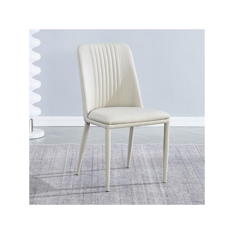 Pack 2 sillas tapizadas en Piel sintética Color Tortora, Patas Metal, Medidas: Alto: 87cm Ancho: 50cm Profundidad: 53cm