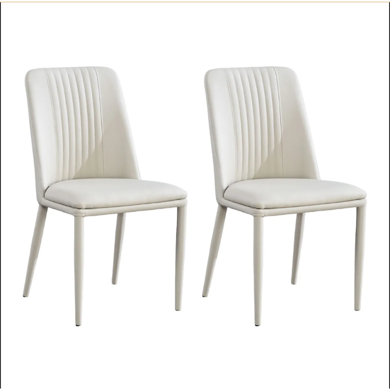 Pack 2 sillas tapizadas en Piel sintética Color Tortora, Patas Metal, Medidas: Alto: 87cm Ancho: 50cm Profundidad: 53cm