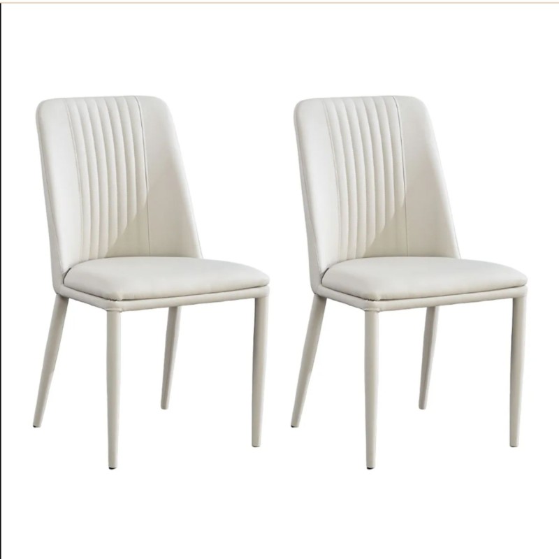 Pack 2 sillas tapizadas en Piel sintética Color Tortora, Patas Metal, Medidas: Alto: 87cm Ancho: 50cm Profundidad: 53cm