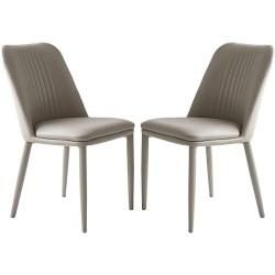 Pack 2 sillas tapizadas en Piel sintética Color Latte, Patas Metal, Medidas: Alto: 87cm Ancho: 50cm Profundidad: 53cm