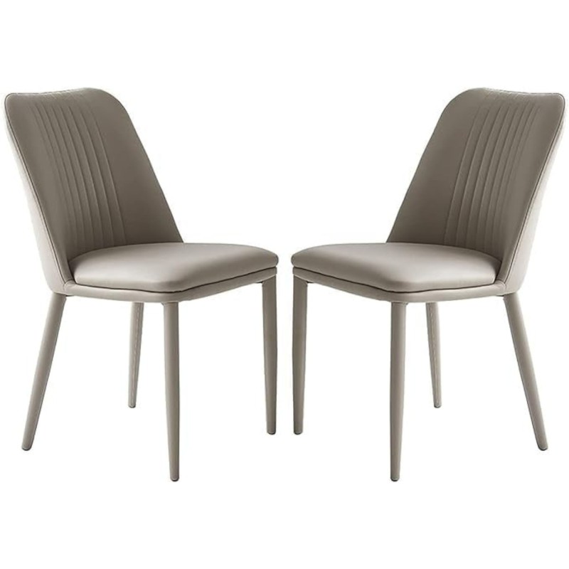 Pack 2 sillas tapizadas en Piel sintética Color Latte, Patas Metal, Medidas: Alto: 87cm Ancho: 50cm Profundidad: 53cm