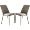 Pack 2 sillas tapizadas en Piel sintética Color Latte, Patas Metal, Medidas: Alto: 87cm Ancho: 50cm Profundidad: 53cm