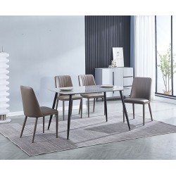 Pack 2 sillas tapizadas en Piel sintética Color Latte, Patas Metal, Medidas: Alto: 87cm Ancho: 50cm Profundidad: 53cm