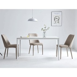 Pack 2 sillas tapizadas en Piel sintética Color Latte, Patas Metal, Medidas: Alto: 87cm Ancho: 50cm Profundidad: 53cm