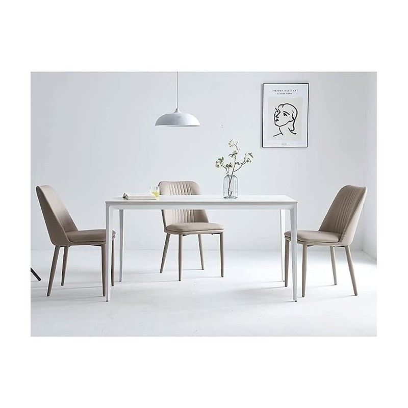 Pack 2 sillas tapizadas en Piel sintética Color Latte, Patas Metal, Medidas: Alto: 87cm Ancho: 50cm Profundidad: 53cm