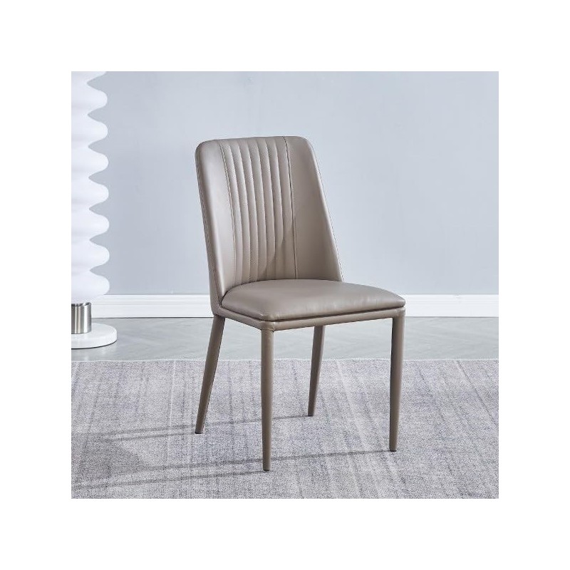 Pack 2 sillas tapizadas en Piel sintética Color Latte, Patas Metal, Medidas: Alto: 87cm Ancho: 50cm Profundidad: 53cm