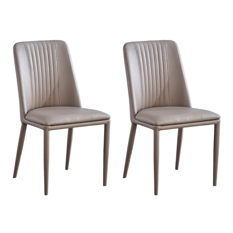 Pack 2 sillas tapizadas en Piel sintética Color Latte, Patas Metal, Medidas: Alto: 87cm Ancho: 50cm Profundidad: 53cm