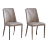 Pack 2 sillas tapizadas en Piel sintética Color Latte, Patas Metal, Medidas: Alto: 87cm Ancho: 50cm Profundidad: 53cm