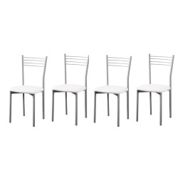 Pack de 4 Sillas Modernas para Cocina y Comedor – Metálicas Gris y Blanco, Dimensiones: 40 x 41 x 85 cm.