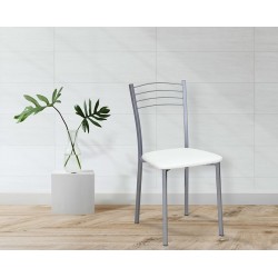 Pack de 4 Sillas Modernas para Cocina y Comedor – Metálicas Gris y Blanco, Dimensiones: 40 x 41 x 85 cm.