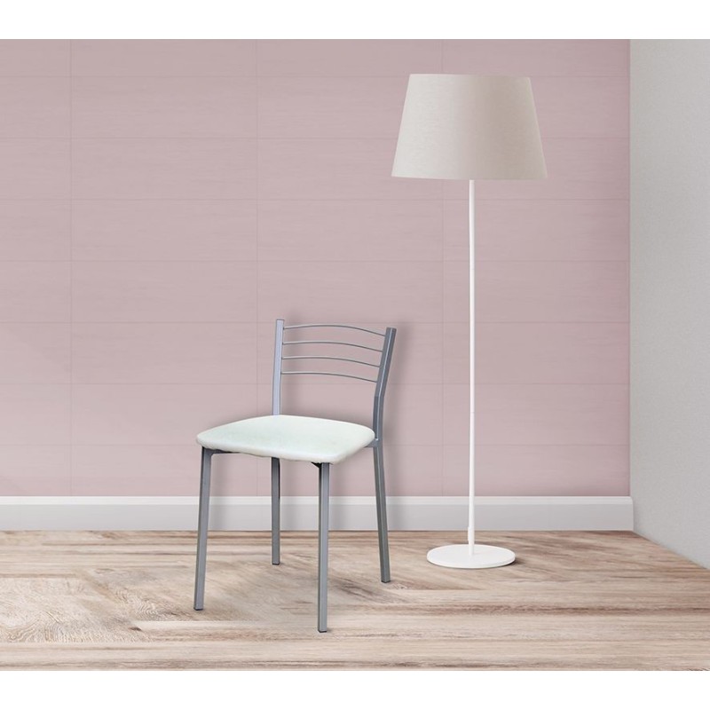 Pack de 4 Sillas de Cocina – Metálicas en Acabado Gris y Blanco, Medidas: 40 cm x 41 cm x 63 cm