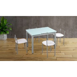 Pack de 4 Sillas de Cocina – Metálicas en Acabado Gris y Blanco, Medidas: 40 cm x 41 cm x 63 cm