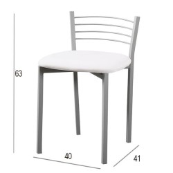 Pack de 4 Sillas de Cocina – Metálicas en Acabado Gris y Blanco, Medidas: 40 cm x 41 cm x 63 cm