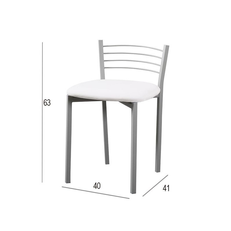 Pack de 4 Sillas de Cocina – Metálicas en Acabado Gris y Blanco, Medidas: 40 cm x 41 cm x 63 cm