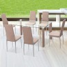 Pack de 6 Sillas Tapizadas para Salón y Comedor – Acabado Beige en Aluminio, Medidas: 43 cm x 48 cm x 99,5 cm
