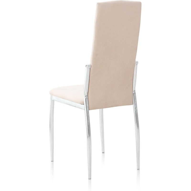 Pack de 6 Sillas Tapizadas para Salón y Comedor – Acabado Beige en Aluminio, Medidas: 43 cm x 48 cm x 99,5 cm