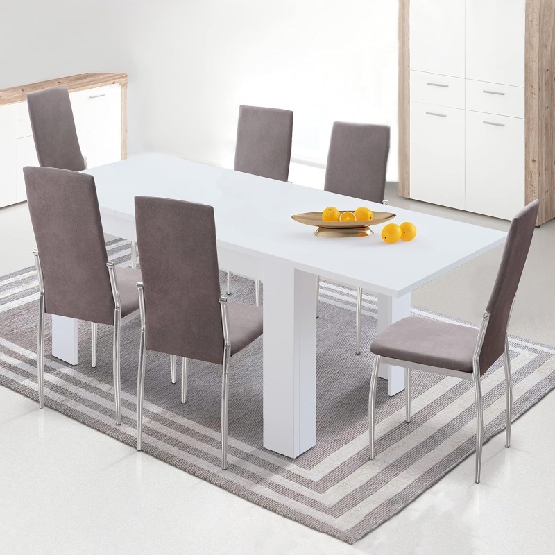 Pack de 6 Sillas Tapizadas para Salón y Comedor – Acabado Marengo en Aluminio, Medidas: 43 cm x 48 cm x 99,5 cm