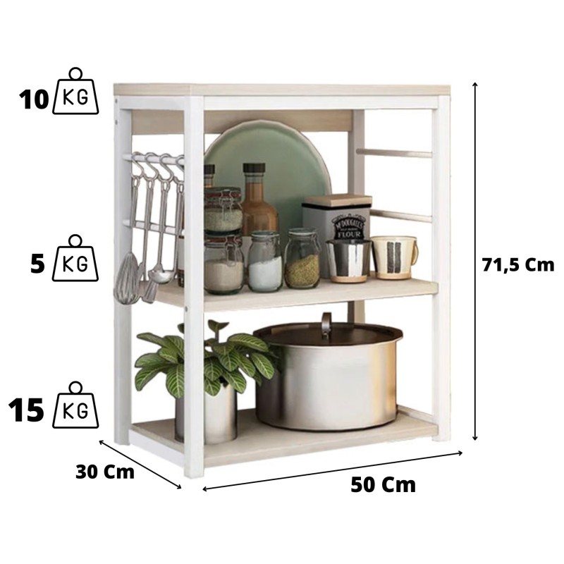 Estanteria 50x30x71,5cm blanco-natural