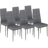 Pack de 6 Sillas Tapizadas para Salón y Comedor – Acabado Gris en Aluminio, Medidas: 38,5 cm x 40 cm x 97 cm