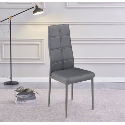 Pack de 6 Sillas Tapizadas para Salón y Comedor – Acabado Gris en Aluminio, Medidas: 38,5 cm x 40 cm x 97 cm