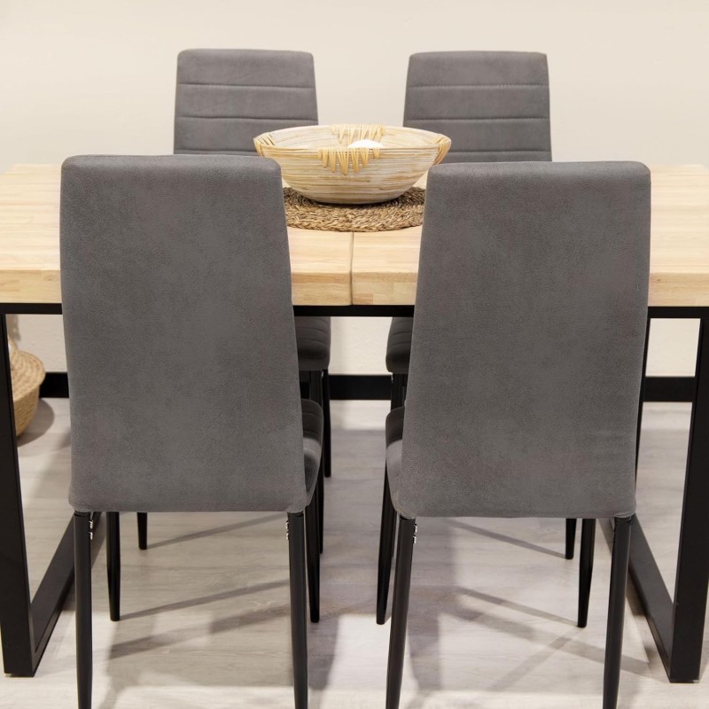 Pack de 6 Sillas Tapizadas para Comedor/Salón – Marengo y Patas Negras en Aluminio, Dimensiones: 40 cm x 42 cm x 96 Cm