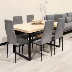 Pack de 6 Sillas Tapizadas para Comedor/Salón – Marengo y Patas Negras en Aluminio, Dimensiones: 40 cm x 42 cm x 96 Cm