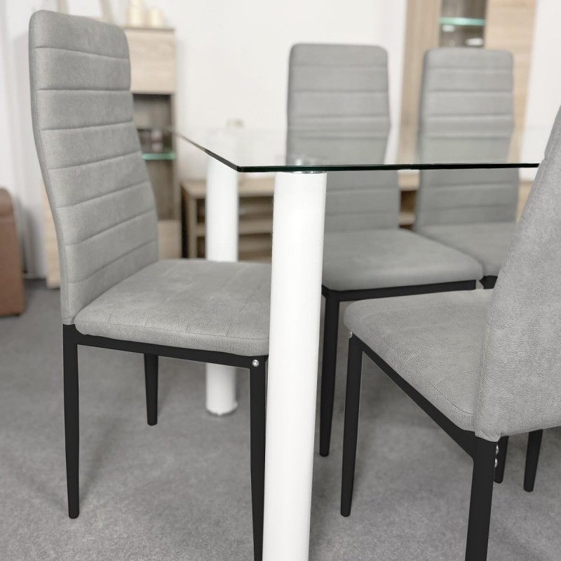 Pack de 6 Sillas Tapizadas para Comedor/Salón – Marengo y Patas Negras en Aluminio, Dimensiones: 40 cm x 42 cm x 96 Cm