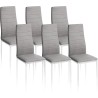 Pack de 6 Sillas Tapizadas para Comedor/Salón – Marengo y Patas Blancas en Aluminio, Dimensiones: 40 cm x 42 cm x 96 Cm