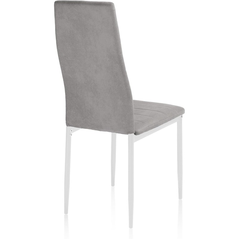 Pack de 6 Sillas Tapizadas para Comedor/Salón – Marengo y Patas Blancas en Aluminio, Dimensiones: 40 cm x 42 cm x 96 Cm