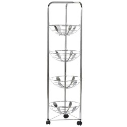Verdulero Frutero Metal Cromado 28x28x95 con Ruedas, color plateado