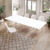 Pack de 4 Sillas para Comedor, Cocina o Salón – Simil Piel Blanca y Madera, Medidas: 48 cm x 45 cm x 84 cm.