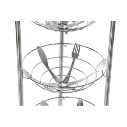 Verdulero Frutero Metal Cromado 28x28x95 con Ruedas, color plateado