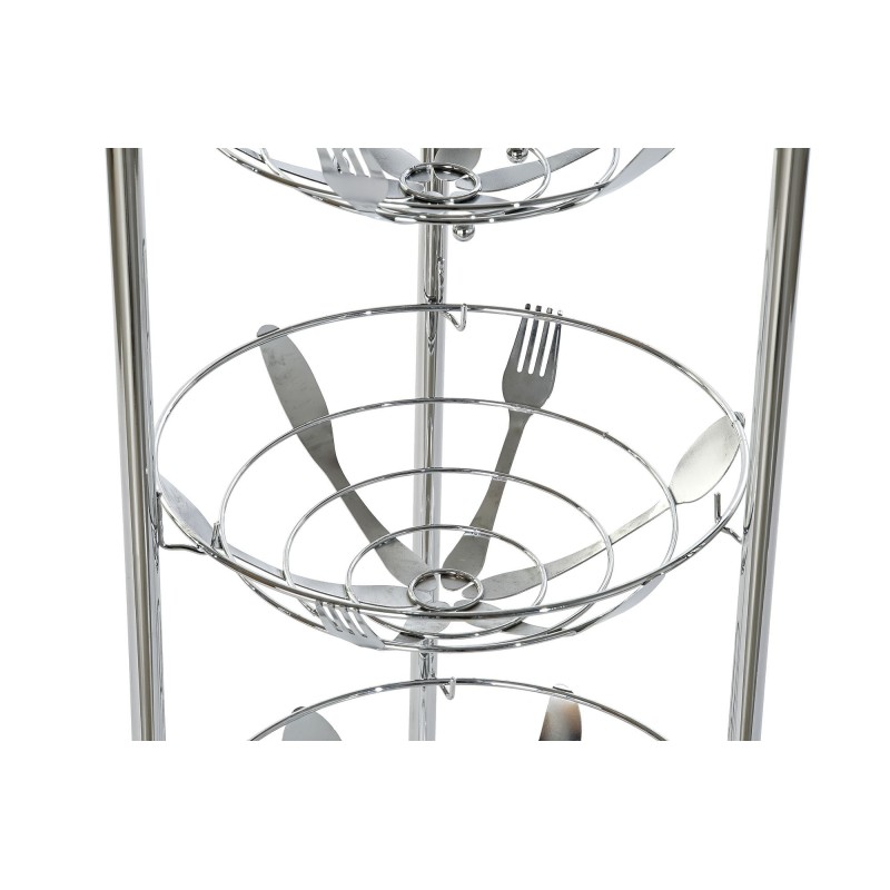 Verdulero Frutero Metal Cromado 28x28x95 con Ruedas, color plateado