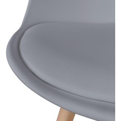 Pack de 4 Sillas para Comedor, Cocina o Salón – Simil Piel Gris y Madera, Medidas: 48 cm x 45 cm x 84 cm.