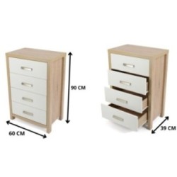 Sinfonier Dormitorio 4 Cajones Cambria Blanco 90cm - ¡Orden Perfecto!